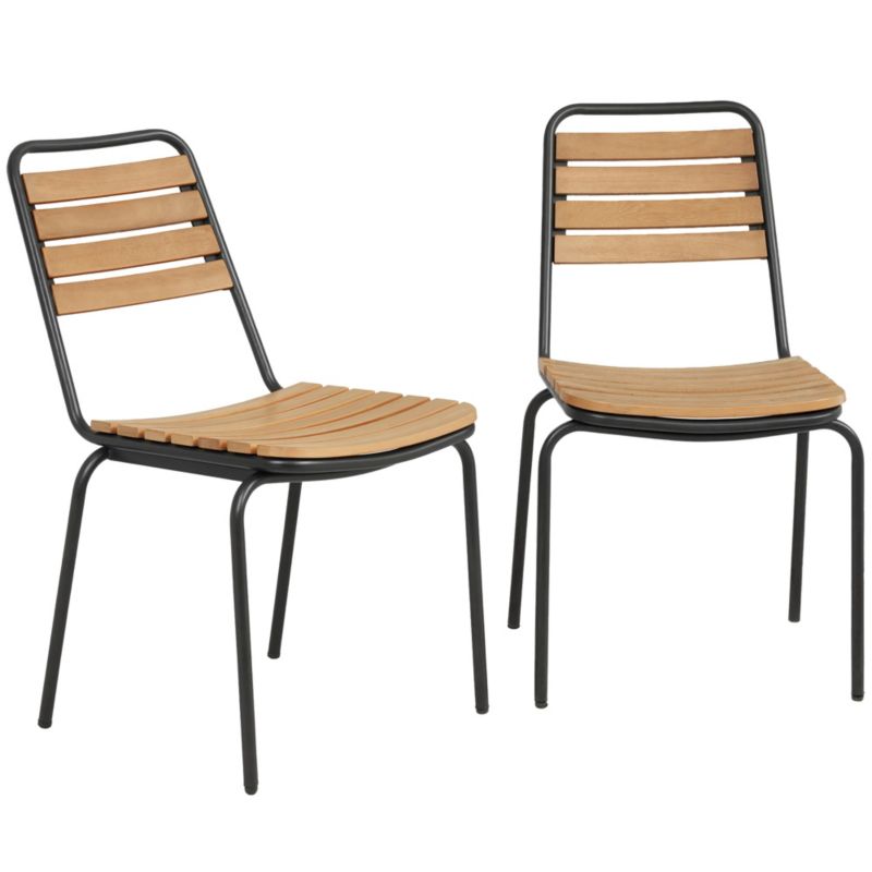 Outsunny Zestaw 2 krzeseł ogrodowych, odporne na warunki atmosferyczne Naturalne drewno 61L x 47B x 81H cm 1 szt.