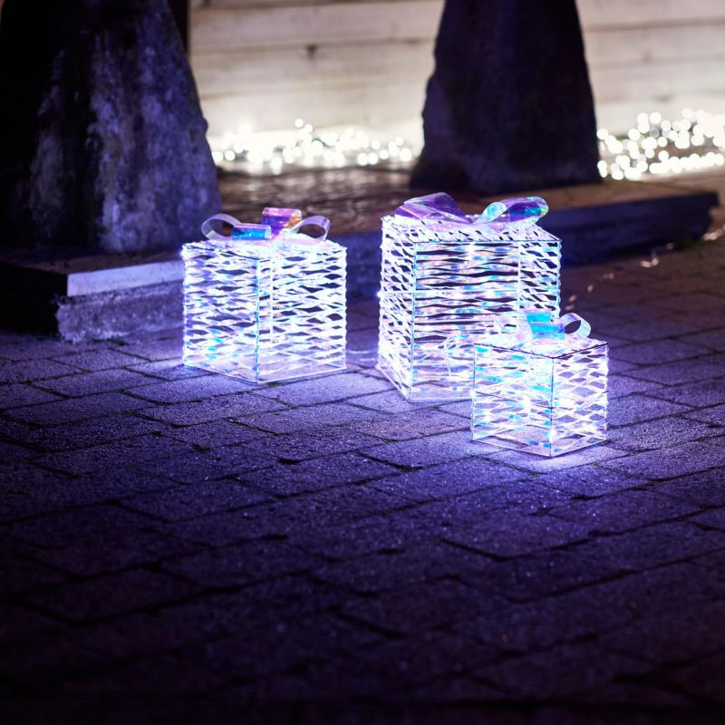 Ozdoba led prezenty 3 sztuki opalizujące