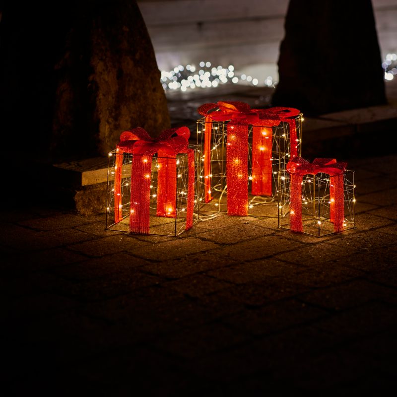 Ozdoba led prezenty 3 sztuki