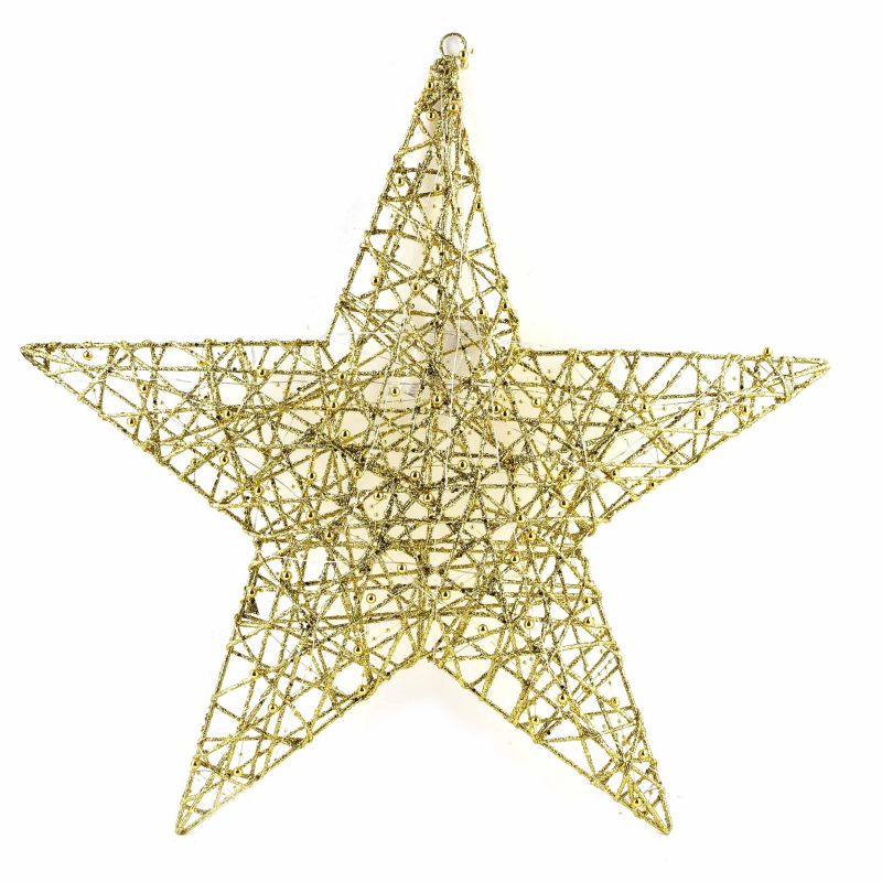 Ozdoba świąteczna SANTA LILA, złota gwiazda LED 60 cm, oświetlenie na baterie 1 szt.