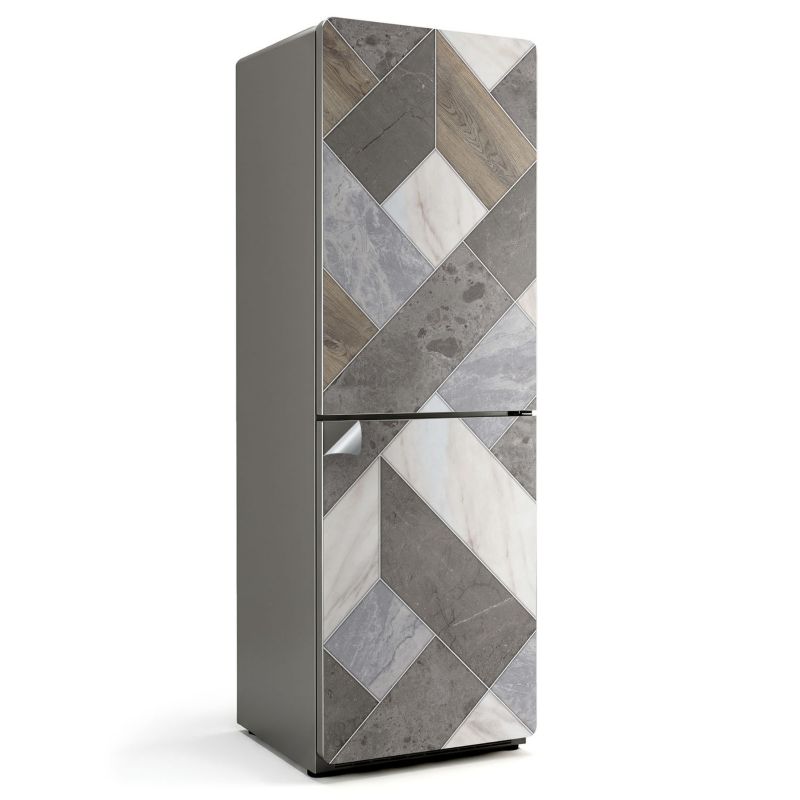 Ozdobna naklejka na lodówkę Wallfluent 60x180 cm Wzór geometryczny z płytkami 1 szt.