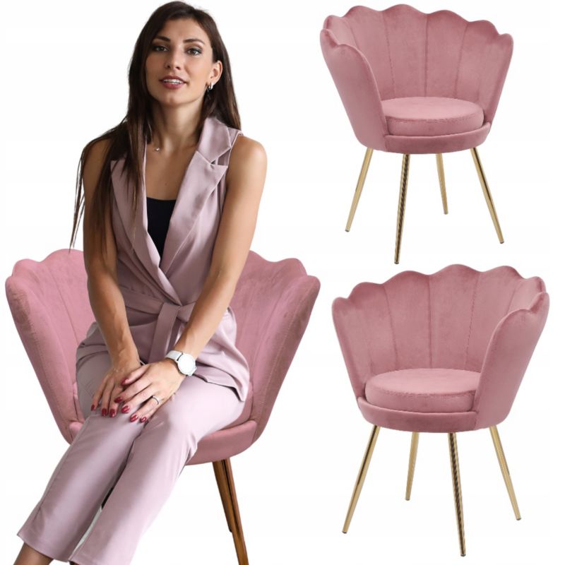 Ozdobny fotel do salonu Family Meble Novio różowy 1szt