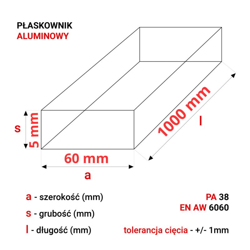 Płaskownik Aluminiowy GAL-INDUSTRIAL 60x5 100 cm Profil Aluminium ...