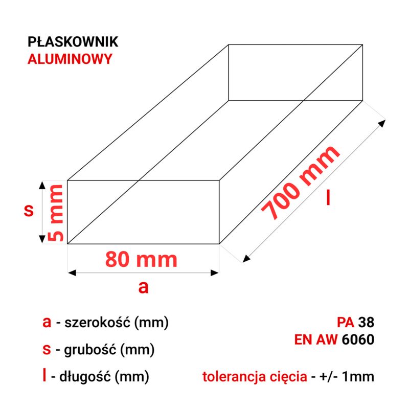 Płaskownik Aluminiowy GAL-INDUSTRIAL 80x5 70 cm Profil Aluminium ...