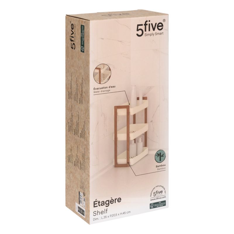 Półka łazienkowa 3-poziomowa Natureo 5Five Simply Smart biała 45 x 20,5 cm 1 szt.