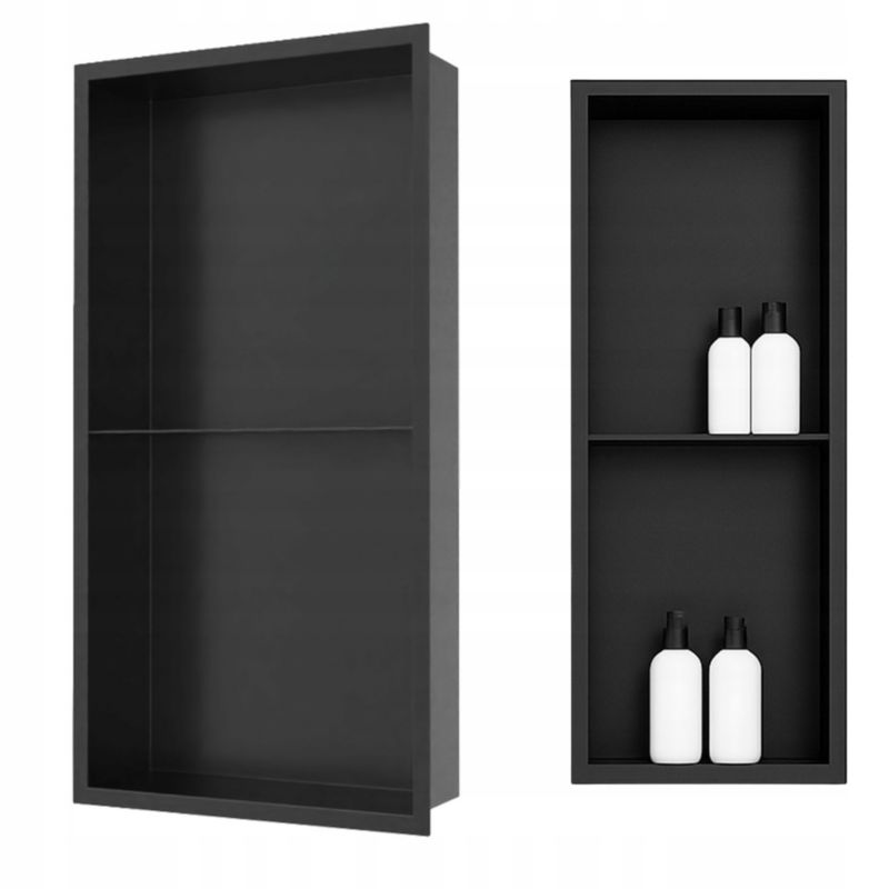 Półka łazienkowa wnękowa Estiva PARCEL Black 60x30x10 cm czarna 1 szt.