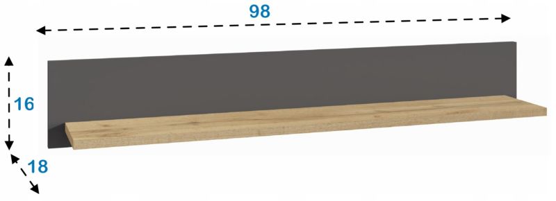 Półka Matkam wisząca POL100 ufc antracyt-wotan 1 szt.