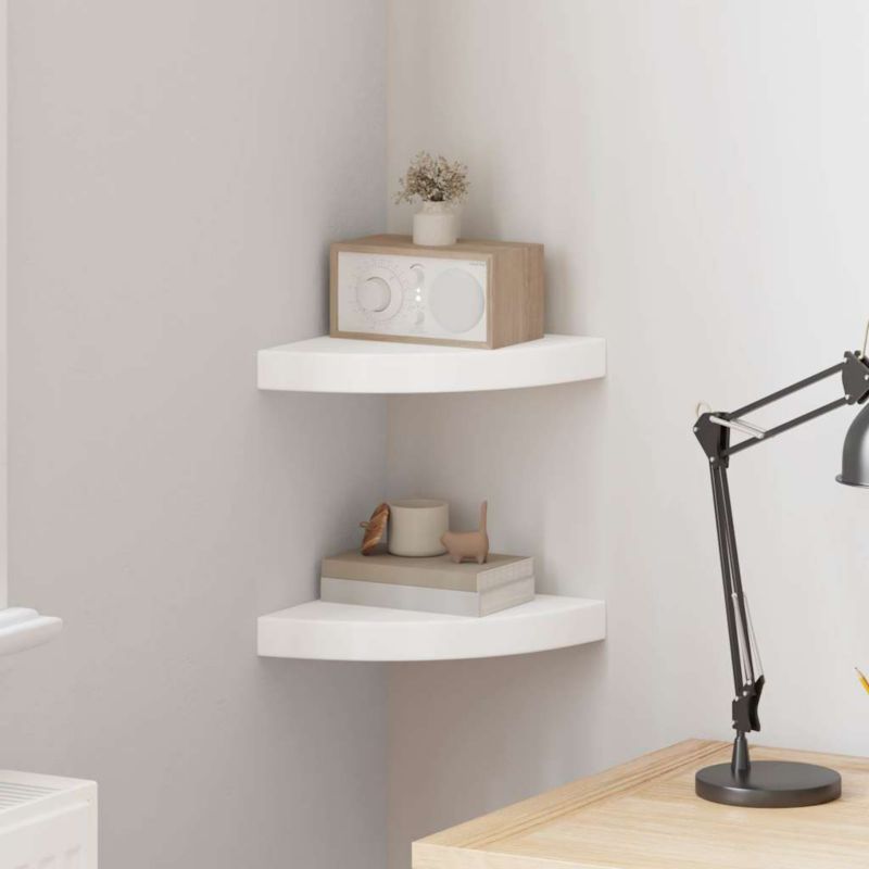 Półki Ścienne Narożne WaszeMeble Białe WM-323896 2 szt.