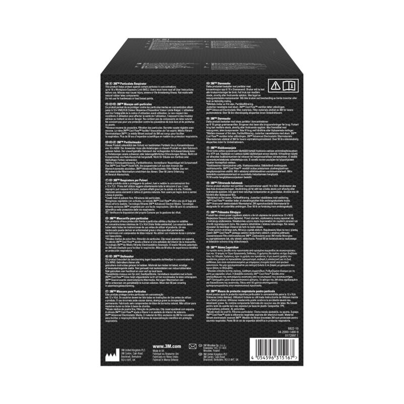 Półmaska do cząstek stałych 3M™ Cool Flow™ 8822, FFP2, z zaworem, 10 szt.