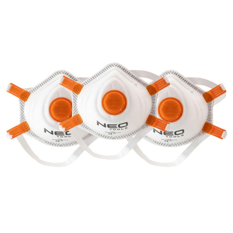 Półmaska Neo Tools przeciwpyłowa, FFP3, z zaworem, 3 szt.