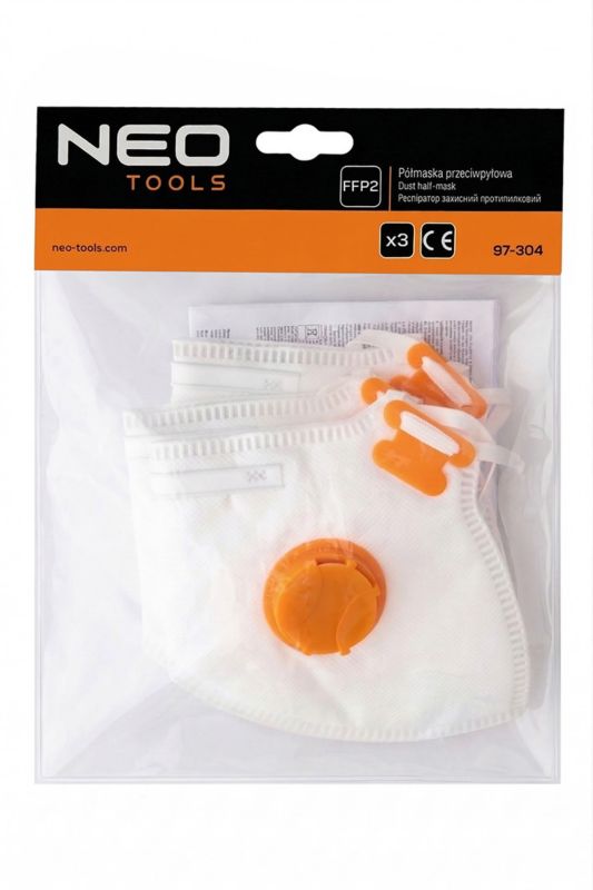 Półmaska Neo Tools składana FFP2, z zaworem, 3 szt.