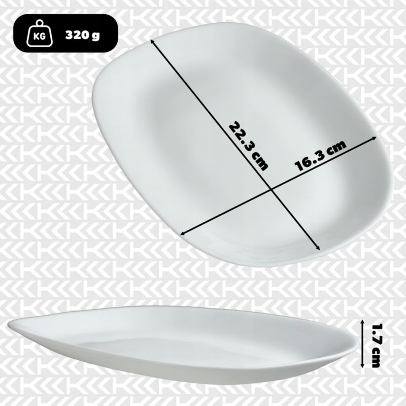 Półmisek KADAX Talerz Owalny Biały 22x16cm Patera Szklana Do Serwowania 2 szt.
