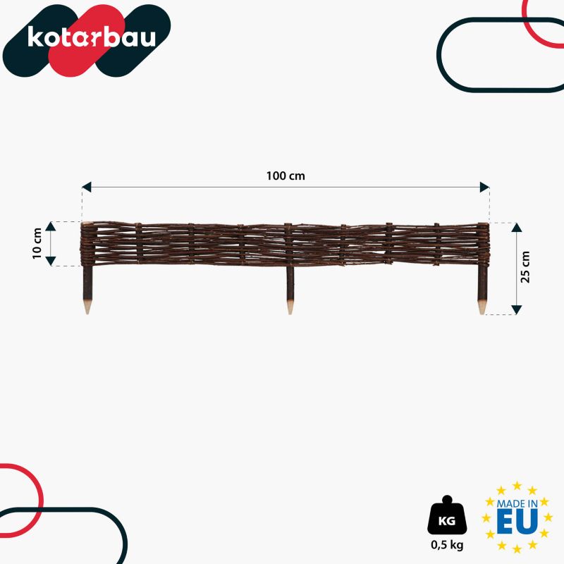 Płotek ogrodowy KOTARBAU wiklinowy 100x10 cm 10 szt.