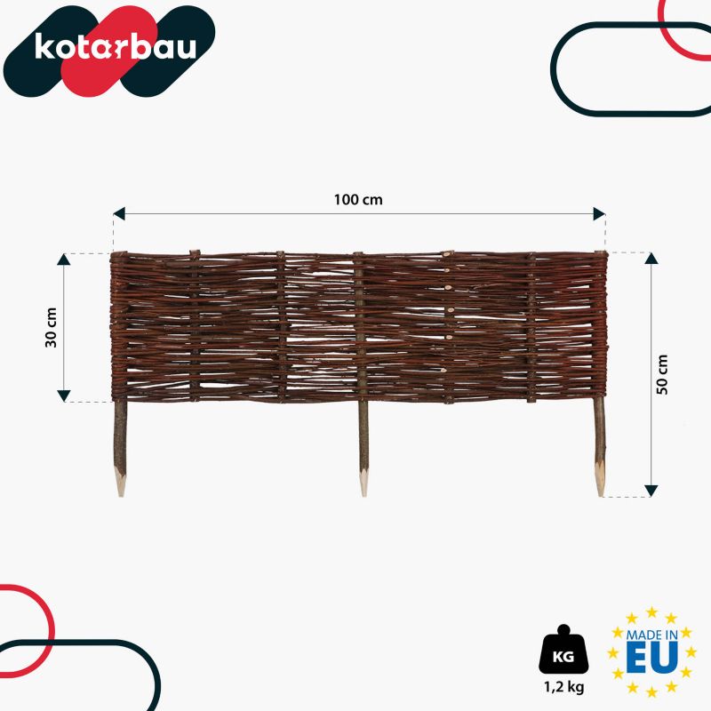 Płotek ogrodowy KOTARBAU wiklinowy 100x30 cm 10 szt.