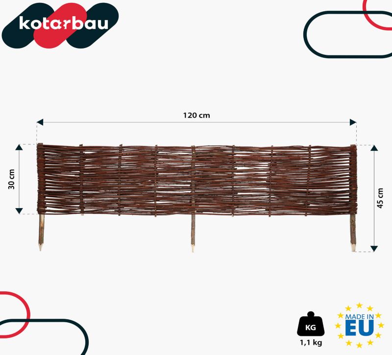 Płotek ogrodowy KOTARBAU wiklinowy 120x30 cm 5 szt.