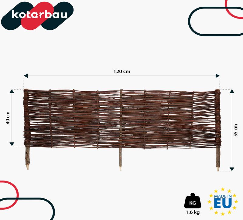 Płotek ogrodowy KOTARBAU wiklinowy 120x40 cm 5 szt.