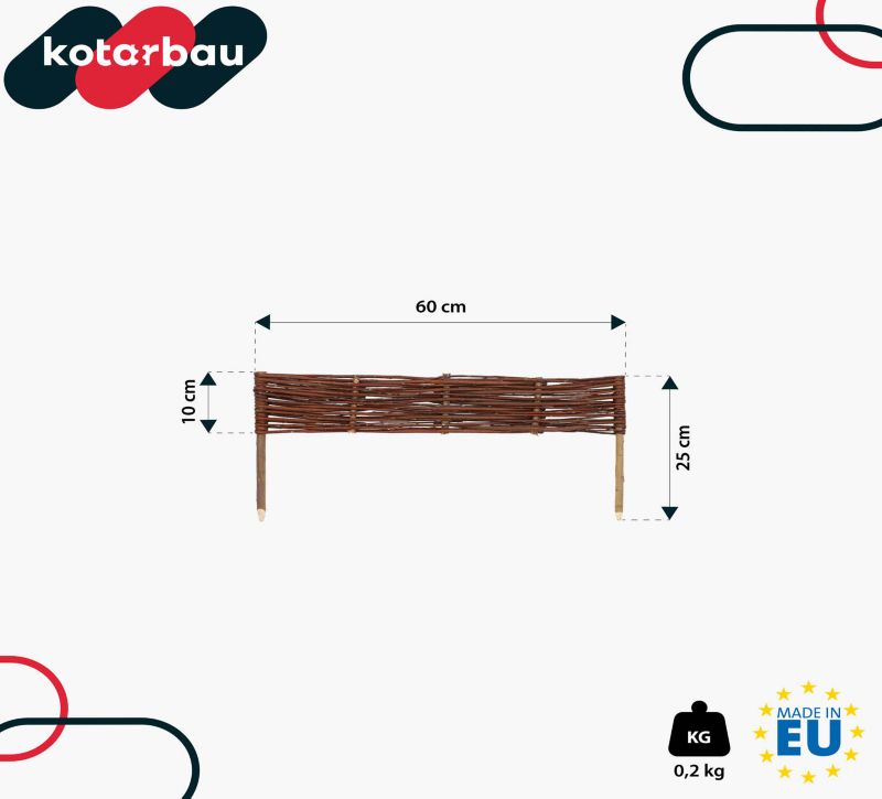 Płotek ogrodowy KOTARBAU wiklinowy 60x10 cm 10 szt.