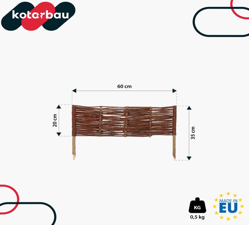 Płotek ogrodowy KOTARBAU wiklinowy 60x20 cm 10 szt.
