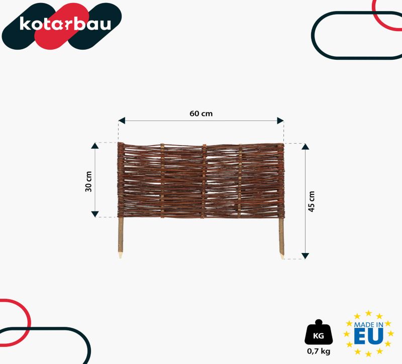 Płotek ogrodowy KOTARBAU wiklinowy 60x30 cm 5 szt.