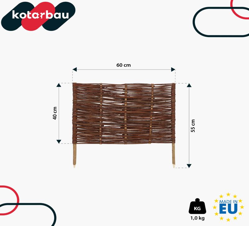 Płotek ogrodowy KOTARBAU wiklinowy 60x40 cm 5 szt.
