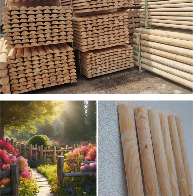 Półpalisada Drewniana Timbermik 100 cm Drewno Sosnowe Połówka 7 cm  8 szt.