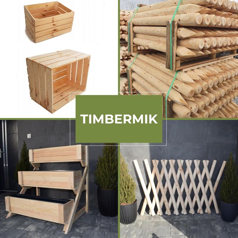 Półpalisada Drewniana Timbermik 200 cm Drewno Sosnowe Połówka 8 cm 4 szt.