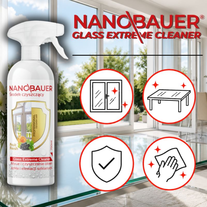 Płyn do mycia okien luster szkła szyb Nanobauer 750ml 1 szt