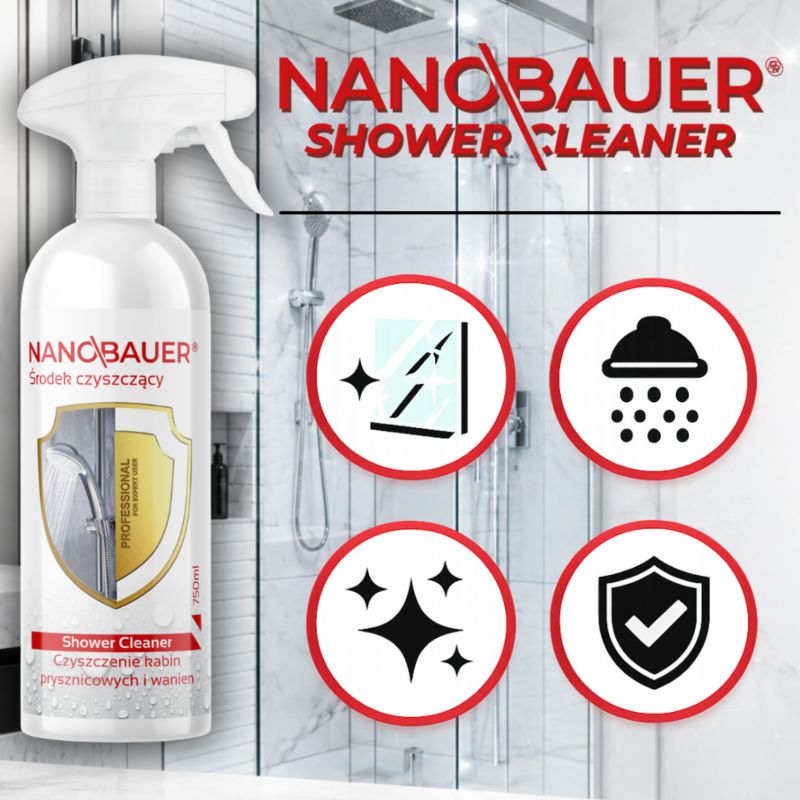 Płyn odkamieniacz do mycia kabin prysznicowych 750ml Nanobauer 1 szt