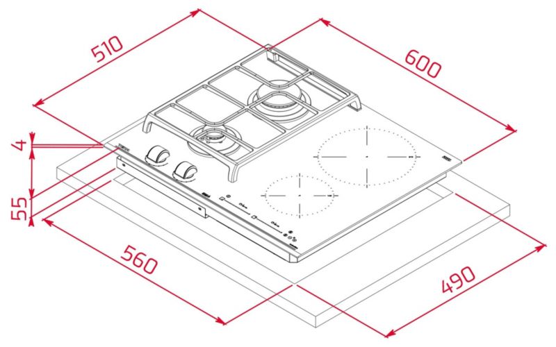 Płyta gazowo-indukcyjna TEKA 60cm JZC 64322 ABC BK (E4) czarne szkło 112570203 1szt.