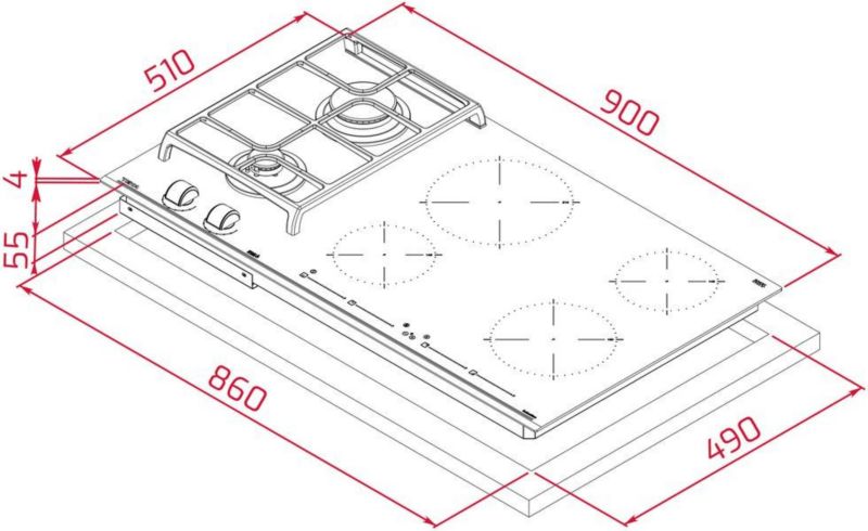 Płyta indukcyjno-gazowa TEKA 88cm JZC 96324 ABC BK (E4) czarne szkło 112570201 1szt.