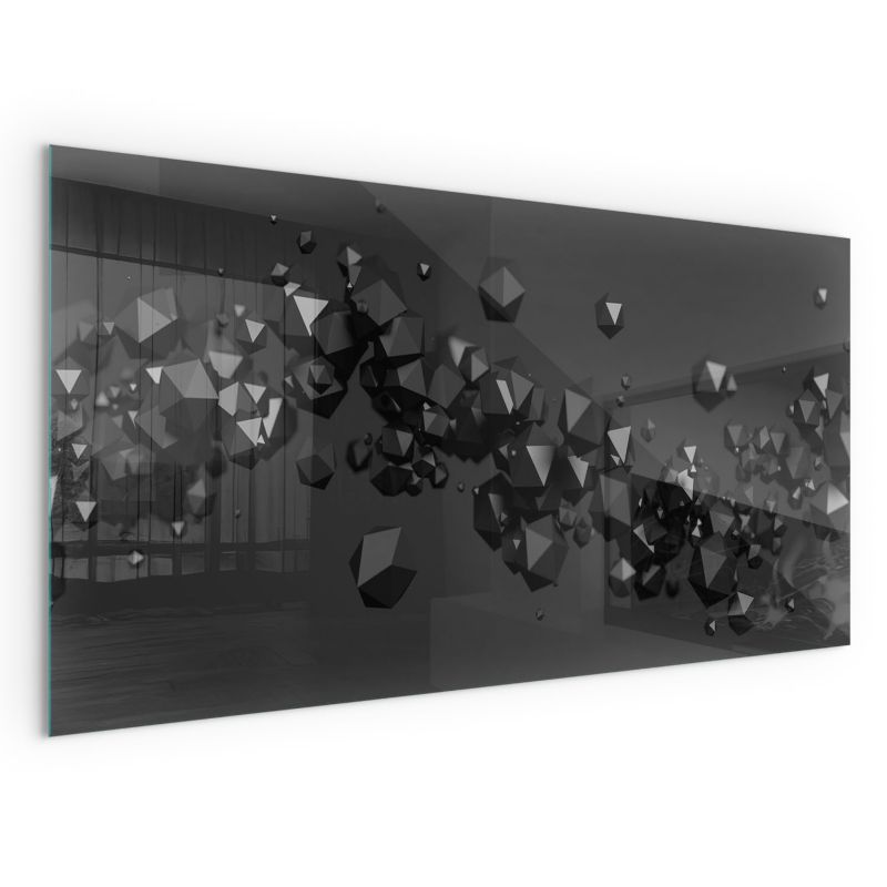 Płyta Szklana Wallfluent 120x60 cm Transparentna Szyba Ochronna Abstrakcyjna chmura brył 1 szt.