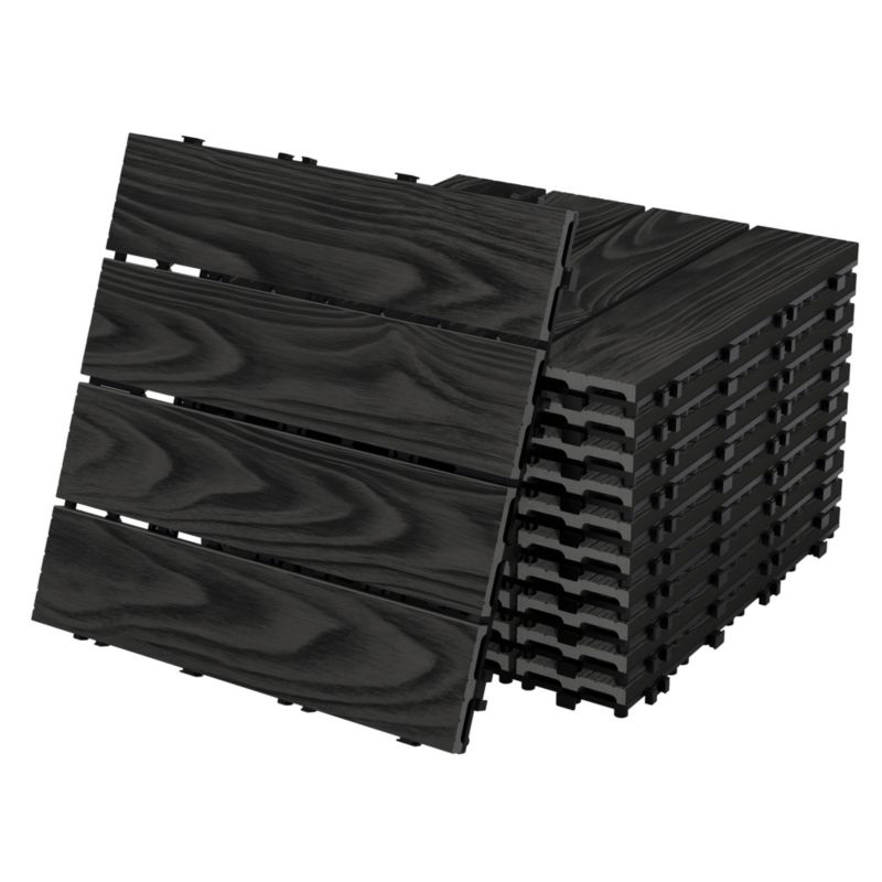 Płytki tarasowe ECD Germany WPC 30x30 cm antracyt kolor drewna panele podłogowe system klik odpływ wodny kafelki balkon 33 szt.