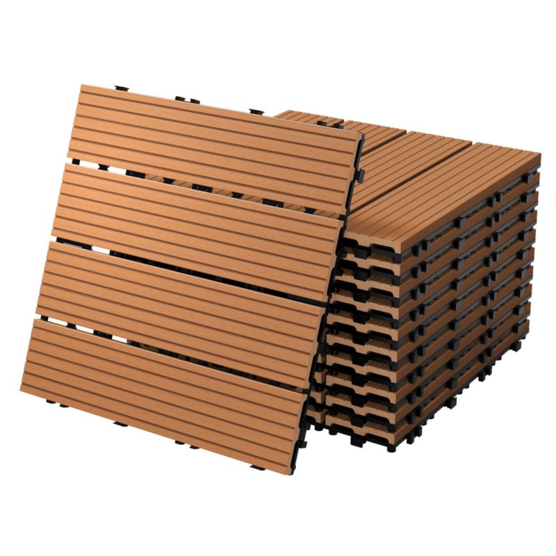 Płytki tarasowe ECD Germany WPC 30x30 cm jasnobrązowy wygląd drewna deski podłoga system klik drenaż panele kafelki balkon 44 szt.