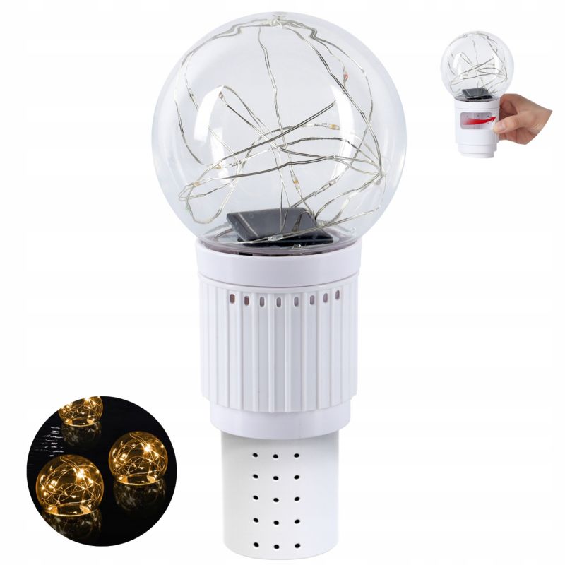 Pływający dozownik chloru i lampa solarna Topool CT705W, ciepłe światło LED, wodoodporność IP68, produkt 2w1, 1 szt.