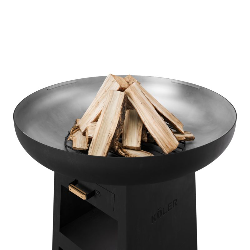 Palenisko Grill Ogrodowy Köler Herd X1 Black Duża Plancha 61 cm Stalowy Ruszt 29 cm Półki na Drewno Szuflada na Popiół 1szt.