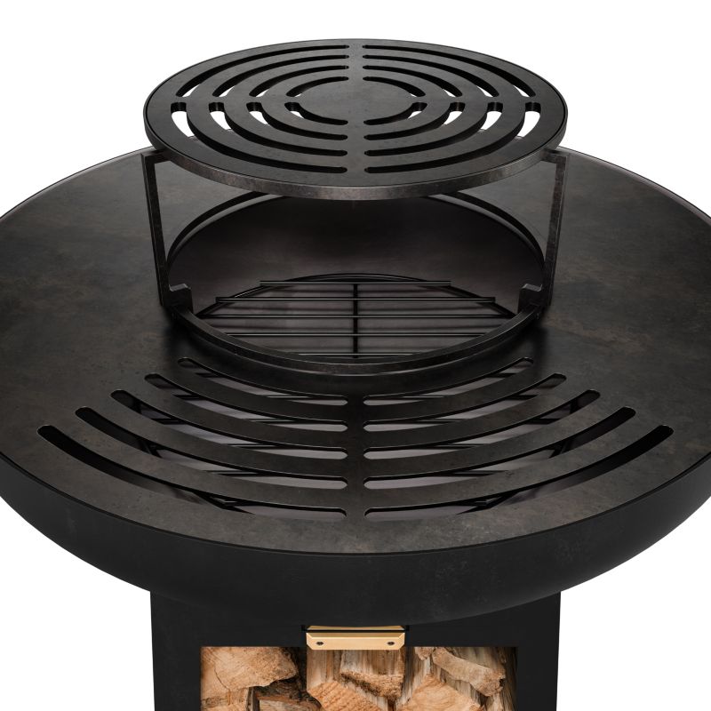 Palenisko Grill Ogrodowy Köler Herd X1 Black Duża Plancha 61 cm Stalowy Ruszt 29 cm Półki na Drewno Szuflada na Popiół 1szt.