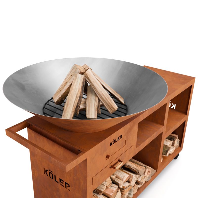 Palenisko ogrodowe 100cm GRILL Koler Herd X5 Stal Corten Półki Kółka Ruszt 1 szt.