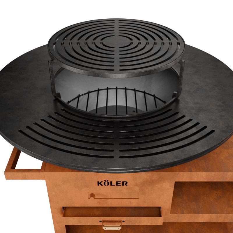 Palenisko ogrodowe 100cm GRILL Koler Herd X5 Stal Corten Półki Kółka Ruszt 1 szt.