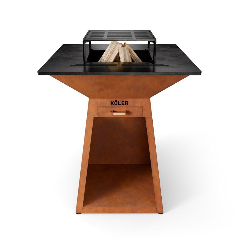 Palenisko ogrodowe 80cm z grillem Koler Herd X4 Stal Corten Ruszt Półka 1 szt.