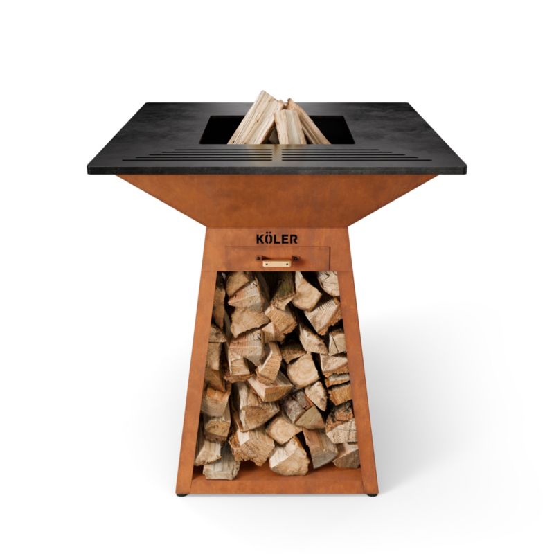 Palenisko ogrodowe 80cm z grillem Koler Herd X4 Stal Corten Ruszt Półka 1 szt.