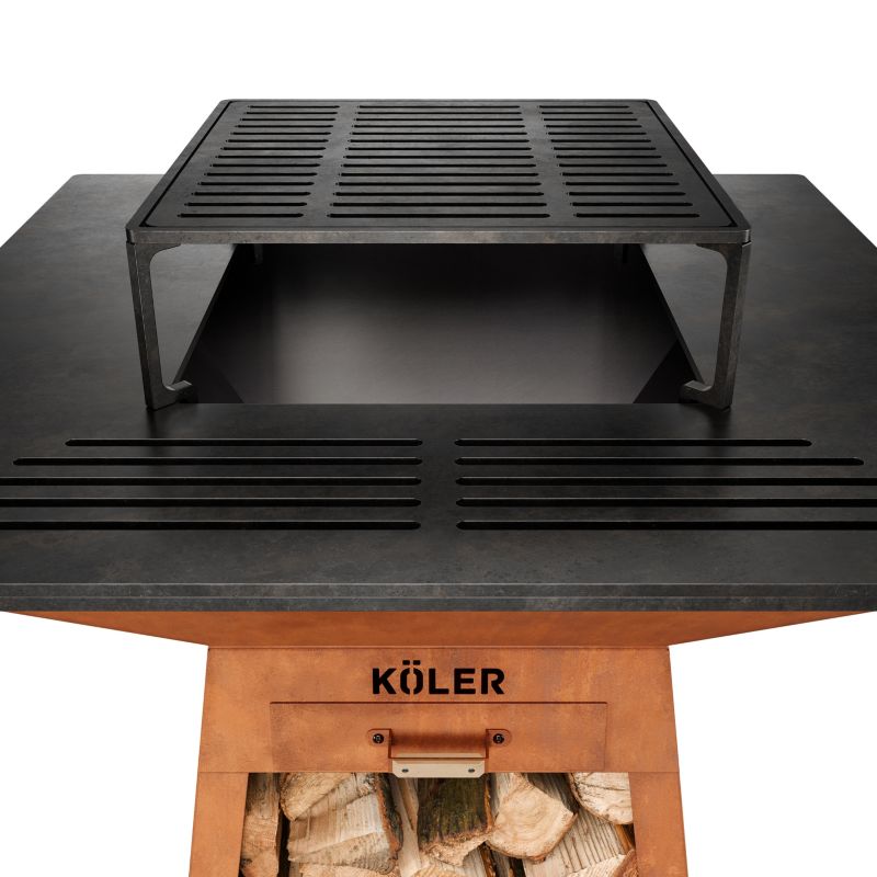 Palenisko ogrodowe 80cm z grillem Koler Herd X4 Stal Corten Ruszt Półka 1 szt.