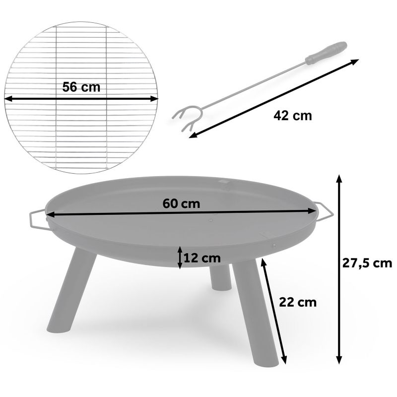Palenisko ogrodowe Berdsen BD-881 na ognisko grill 60 cm z uchwytami 1 szt