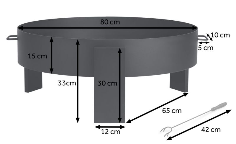 Palenisko ogrodowe Berdsen BD-883 na ognisko grill 80 cm z uchwytami 1 szt.