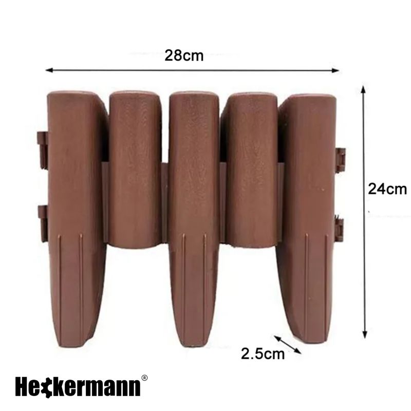 Palisada ogrodowa Obrzeże ogrodowe płot Heckermann H-280 Brązowa 10x28cm 10szt