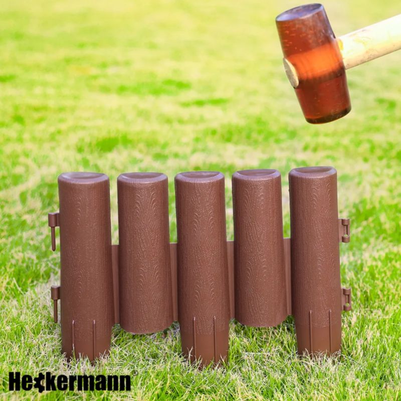 Palisada ogrodowa Obrzeże ogrodowe płot Heckermann H-280 Brązowa 10x28cm 10szt