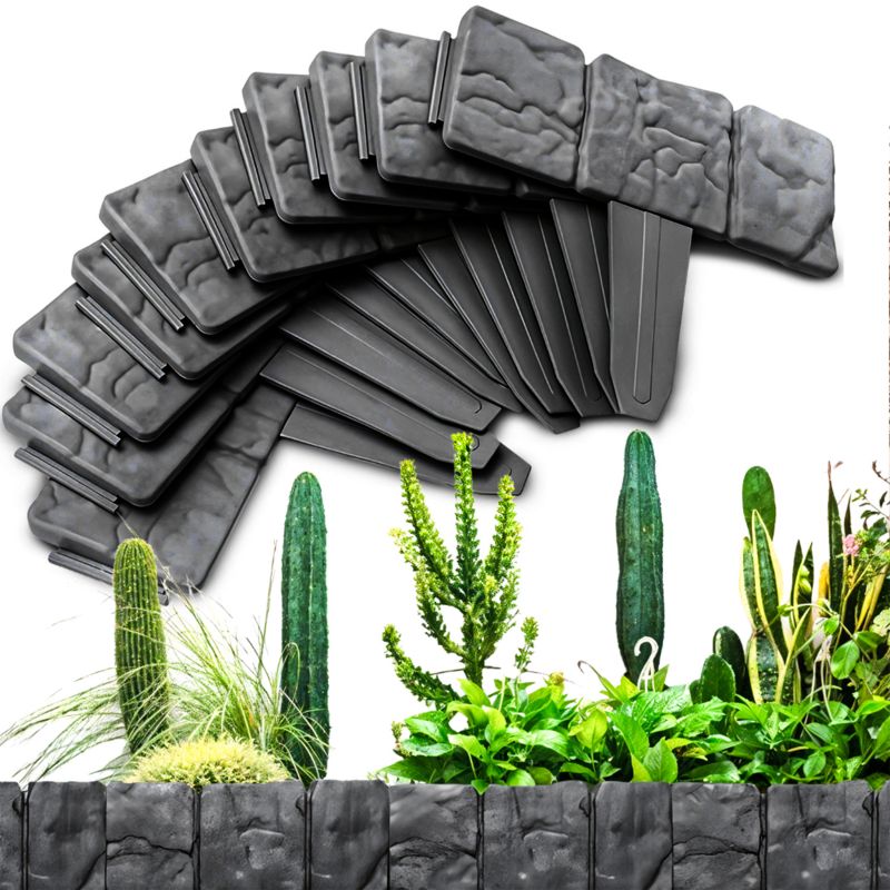 Palisada ogrodowa Obrzeże trawnikowe Heckermann Ciemnoszare 10x25cm 10szt
