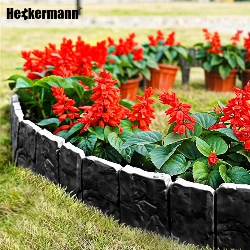 Palisada ogrodowa Obrzeże trawnikowe Heckermann Ciemnoszare 10x25cm 10szt