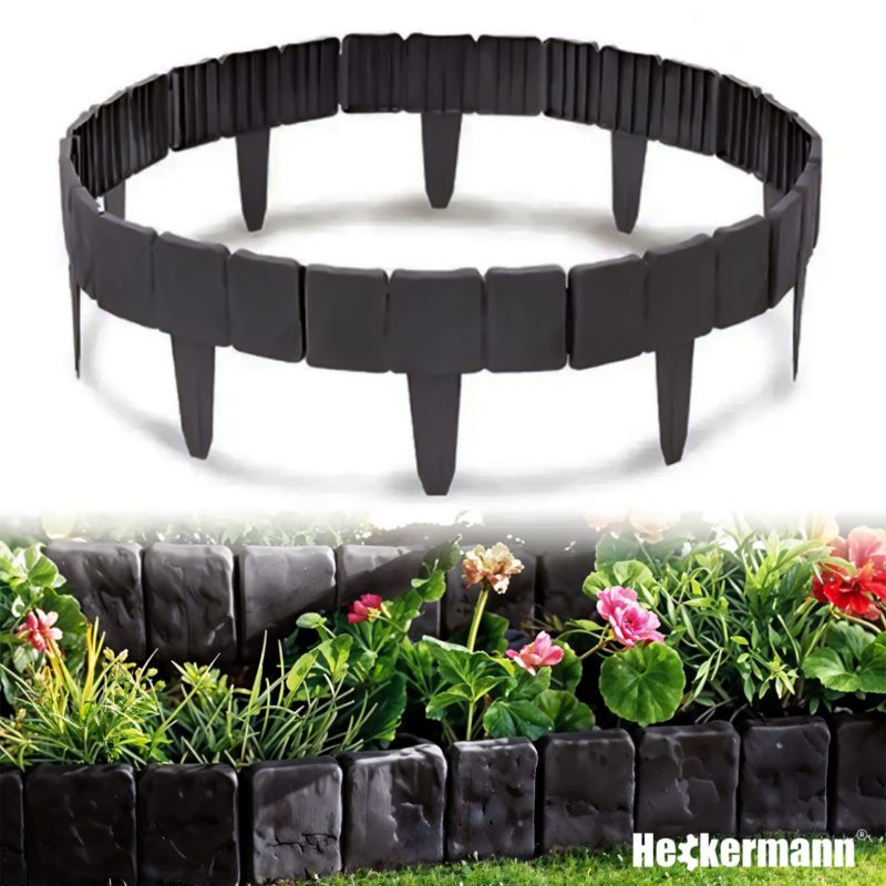 Palisada ogrodowa Obrzeże trawnikowe Heckermann Ciemnoszare 10x25cm 10szt