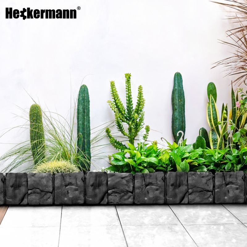 Palisada ogrodowa Obrzeże trawnikowe Heckermann Ciemnoszare 10x25cm 10szt
