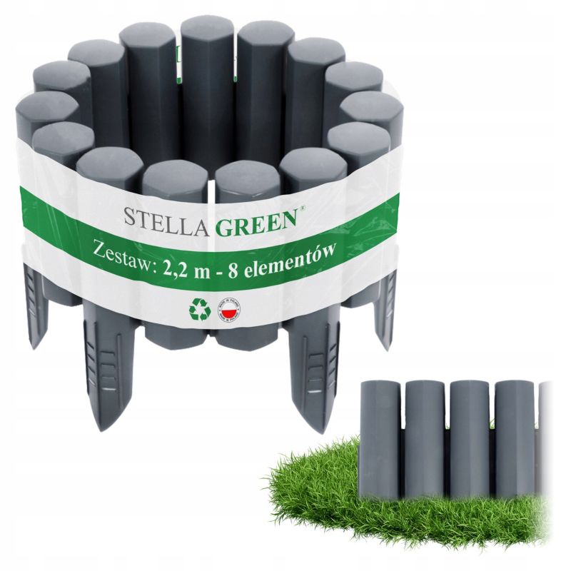 Palisada ogrodowa Stella Garden plastikowa pełna obrzeże border grafit wysoka 2,2 m 1 szt.